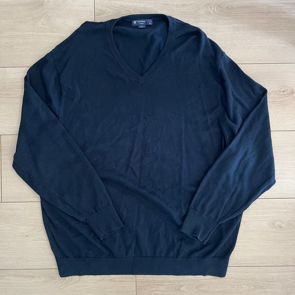 Daniel Cremieux Mens XXL V Neck Sweater Navy Blue 100% Supima Cotton‎